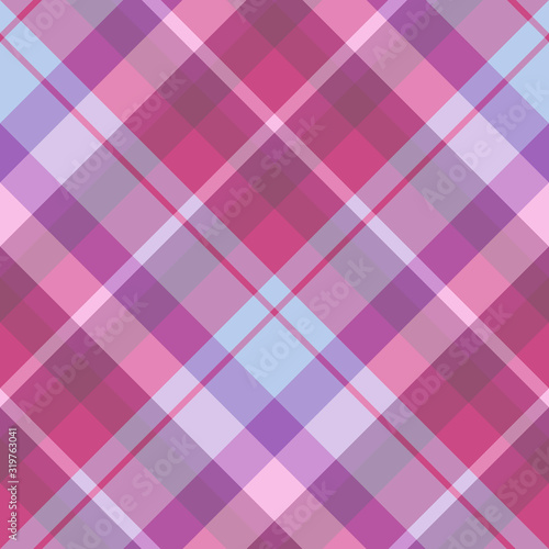 Seamless pattern in stylish bright violet and pink and light blue colors for plaid, fabric, textile, clothes, tablecloth and other things. Vector image. 2