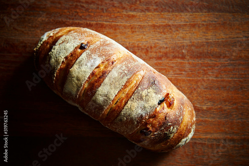 Hard bread on wooden background 