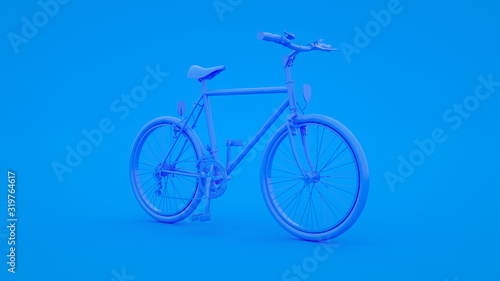 Bicycle on blue background. Blue toned 3d illustration