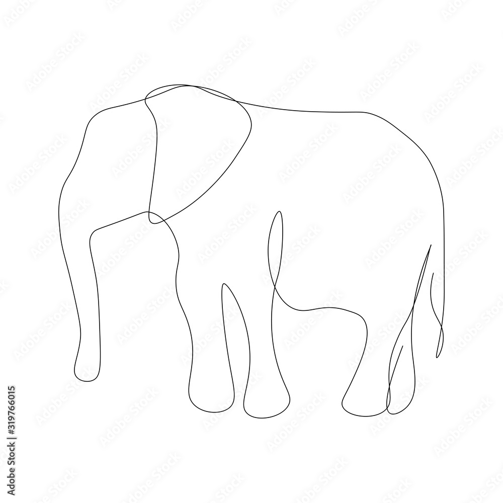 Elephant animal silhouette line drawing vector illustration Elephant animal silhouette line drawing vector illustration