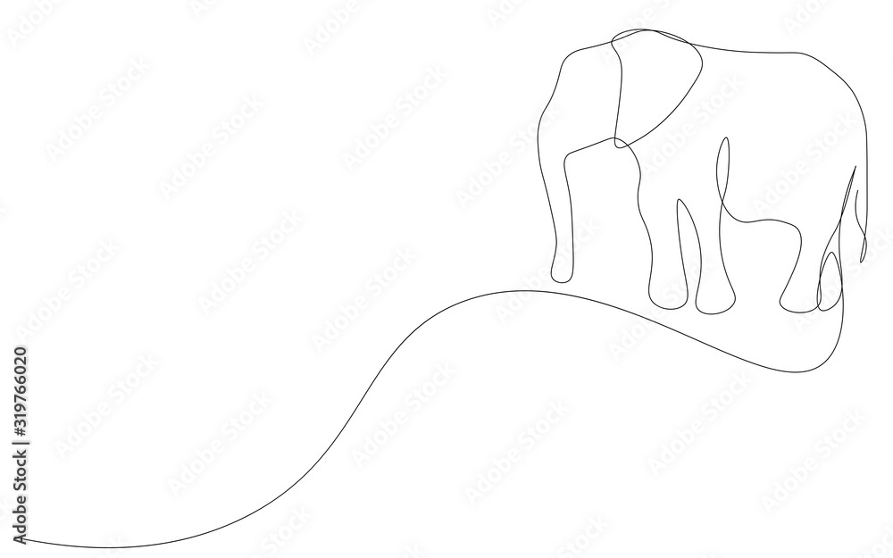 Elephant animal one line drawing vector illustration Elephant animal one line drawing vector illustration
