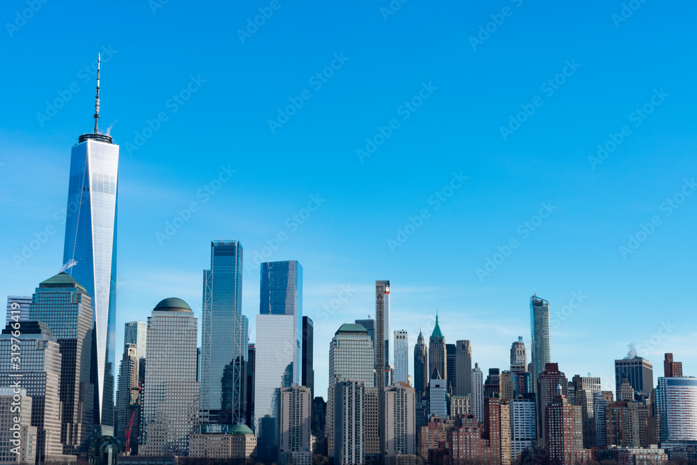 Lower Manhattan New York City Skyline along the Hudson River