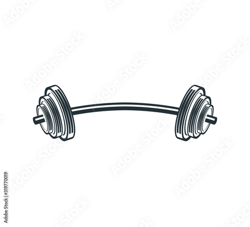 gym heavy weight lift barbel vector logo design