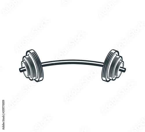 gym heavy weight lift barbel vector logo design photo