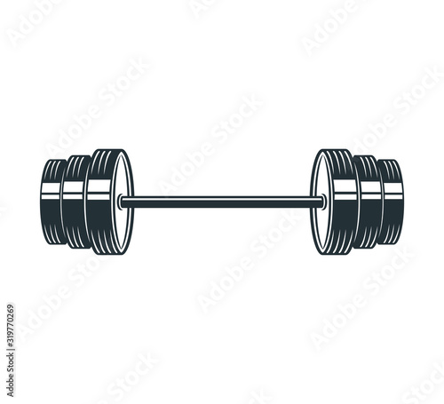 gym heavy weight lift barbel vector logo design photo