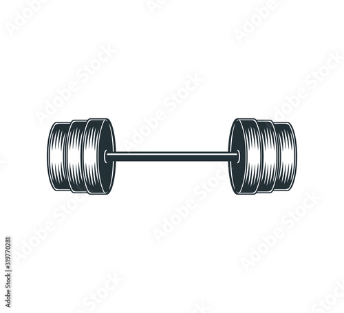 gym heavy weight lift barbel vector logo design