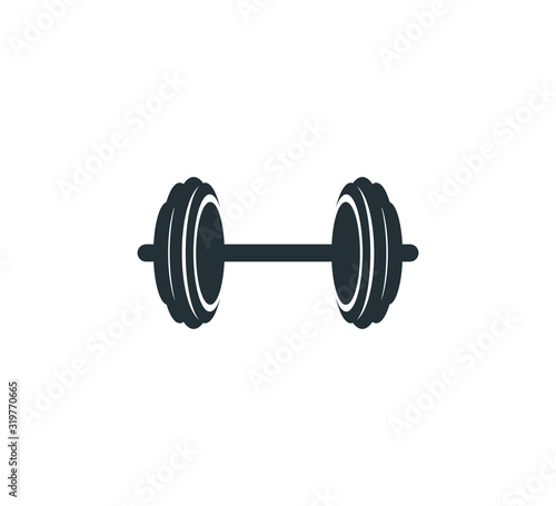 gym heavy weight lift barbel vector logo design