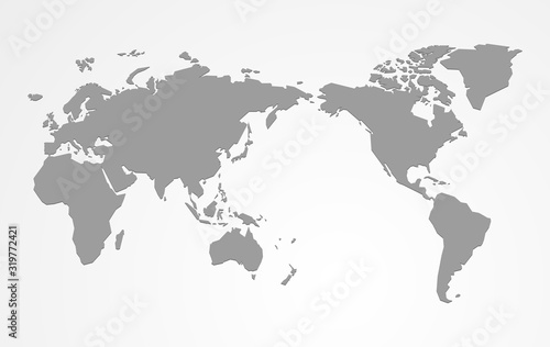 background for infographic gray blank world map with swapped continents
