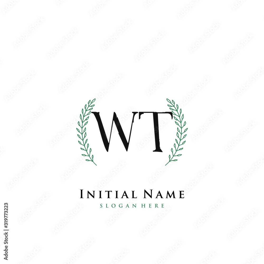 WT Initial handwriting logo vector WT Initial handwriting logo vector