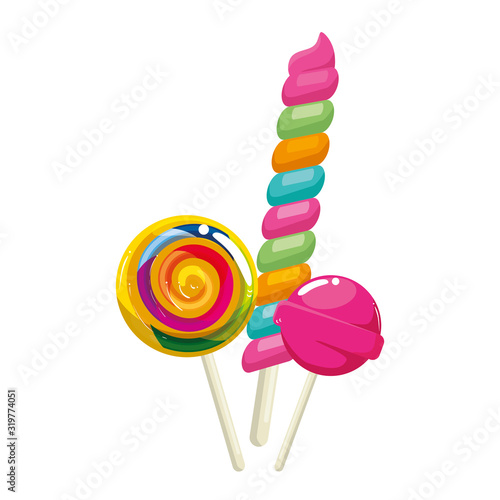 candy spiral in stick with lollipops