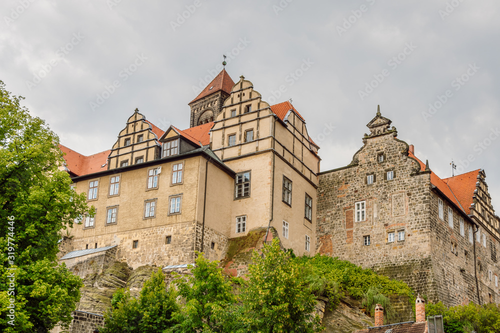 Close up view of the Quedlinburg Castle hill, Germany.