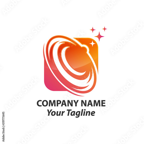 Orbit Tech Logo Template Design. Creative Vector Emblem, for Icon or Design Concept.