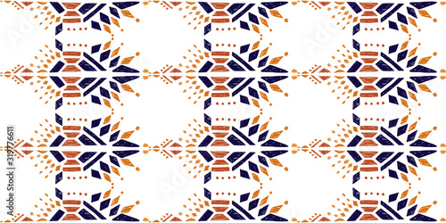 Modern style ikat color etnical tribal hand - drawn pattern navajo motif for packing, wallpaper, batik photo