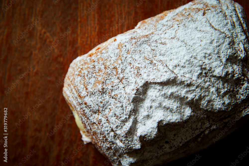 Sweet bread with powdered sugar Sweet bread with powdered sugar