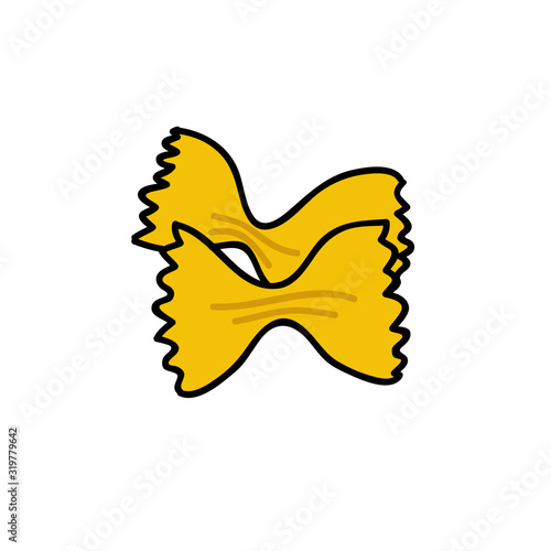 farfalle pasta doodle icon, vector illustration