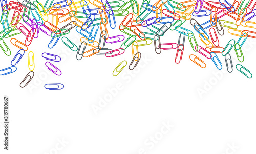 Stationary paperclips isolated on white background