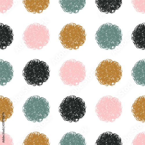 Polka dot doodle geometric vector seamless pattern.