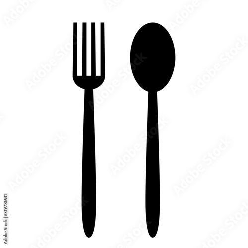Drawn silhouettes of forks and spoons. Dining Supplies. Vector isolated illustration.