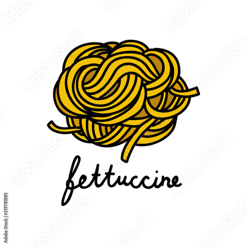 fettuccine pasta doodle icon, vector illustration