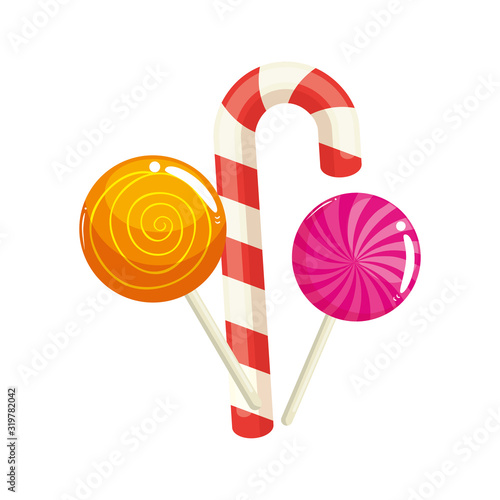 set of sweet lollipop with candy cane