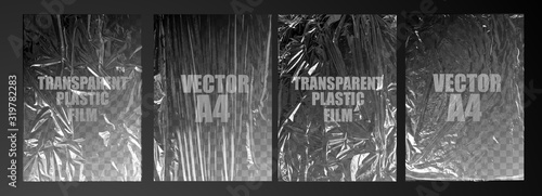 vector illustration. texture transparent stretched film polyethylene. vector design element graphic rumpled plastic warp