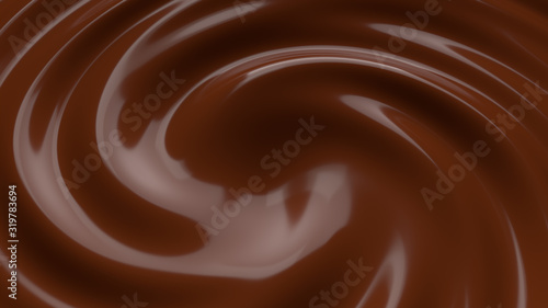 Chocolate Milk Melted Swirl Background 3D Render Illustration