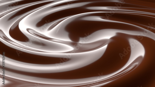 Chocolate Milk Melted Swirl Background 3D Render Illustration