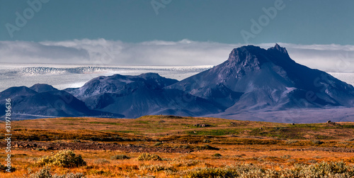 Volcanic landscape in Iceland on the glacier