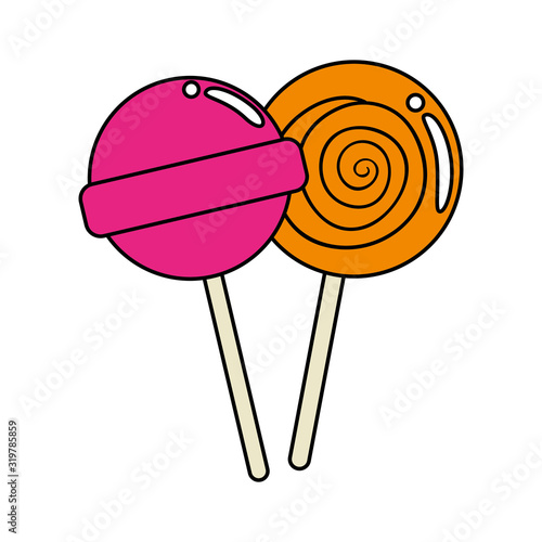 set of sweet lollipop isolated icon