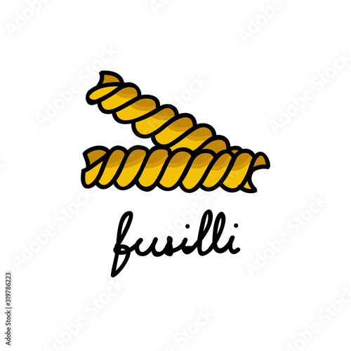 fusilli pasta doodle icon, vector illustration