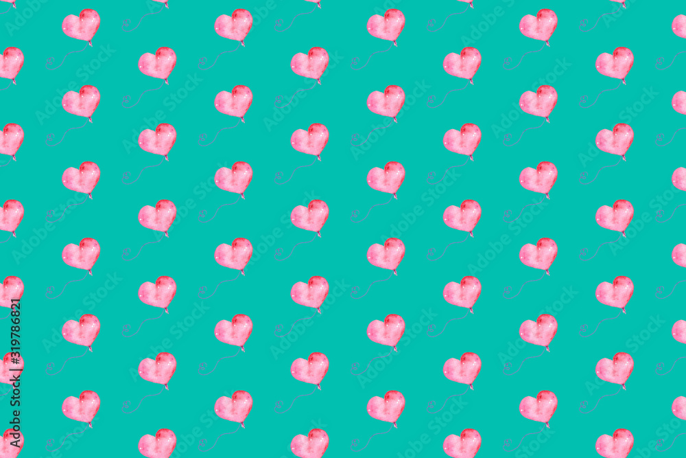 Seamless pattern with Illustration of balloon - element watercolor set for Valentine's Day. Seamless pattern with Illustration of balloon - element watercolor set for Valentine's Day.