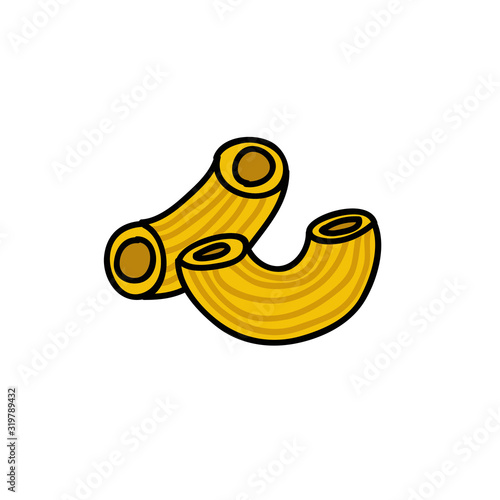 gomiti rigati pasta doodle icon, vector illustration