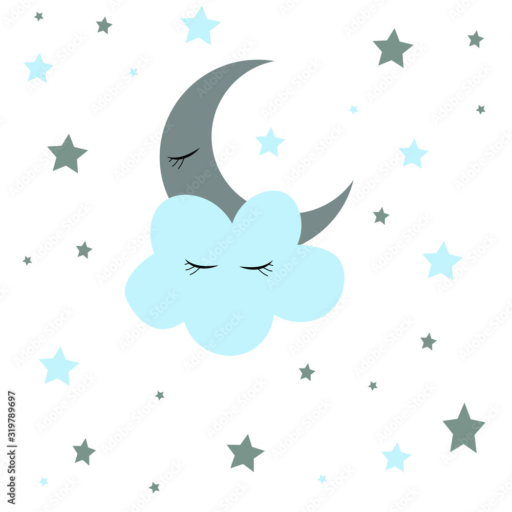 cloud moon star poster nursery cloud moon star poster nursery