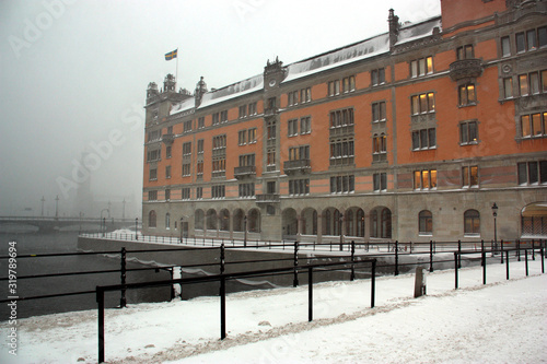 Photography Snöoväder vid Rosenbad i Stockholm.