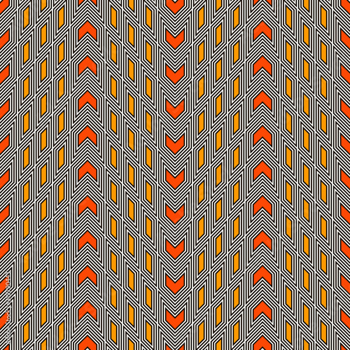Simple modern print with arrows and pointers. Outline seamless pattern with geometric figures. Contemporary background.