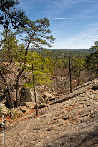 View from the front of the large cave at Robbers Cave, Oklahoma, in early spring