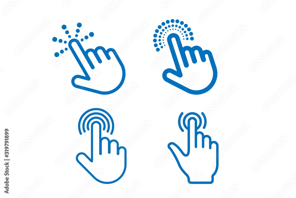 Finger touch icon set vector blue version Finger touch icon set vector blue version