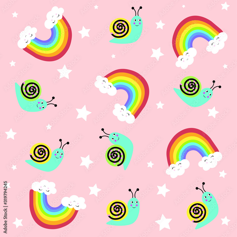 rainbow sun cloud illustration vector nursery