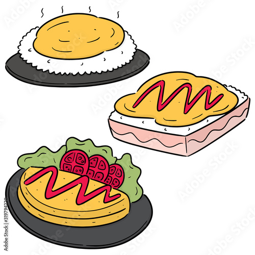 vector set of omelette rice