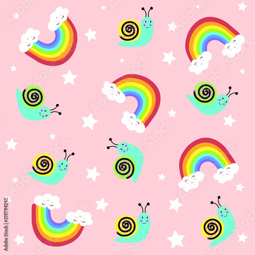 rainbow sun cloud illustration vector nursery