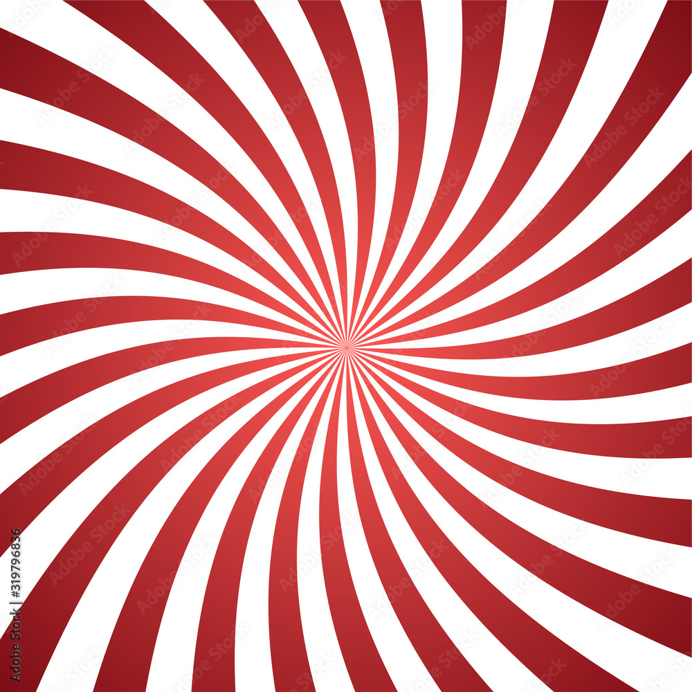 Sun ray retro vector illustration; Red background. Abstract radiate texture.