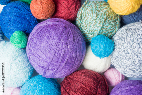 Balls of  wool, made by hand. colorful balls from wool photo