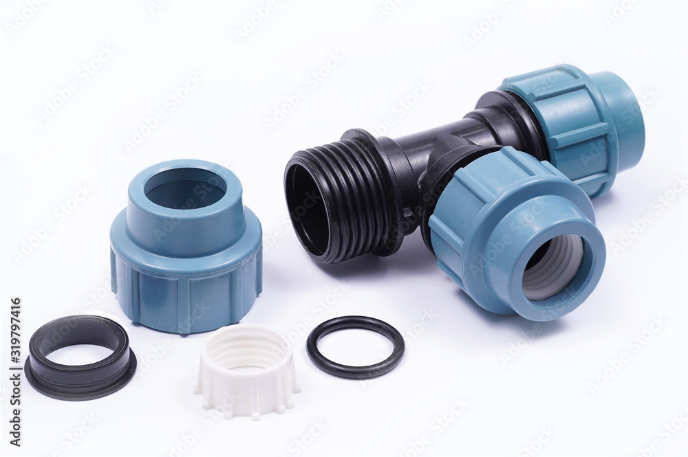 Irrigation system. Dismounted tee for drip irrigation Irrigation system. Dismounted tee for drip irrigation