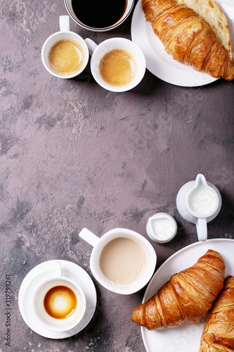 Fresh coffee with croissant