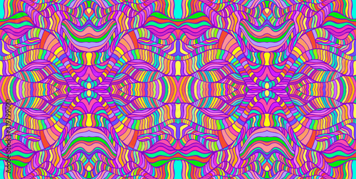 Variegated Intricate psychedelic trippy waves background. Bizarre colorful abstract fantastic ornament