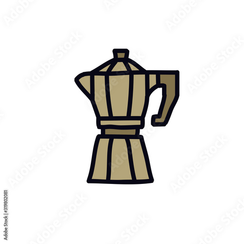 moka pot doodle icon, vector illustration