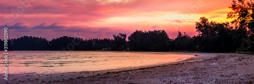 Beautiful beach at sunset , tourist destinationa in Thailand