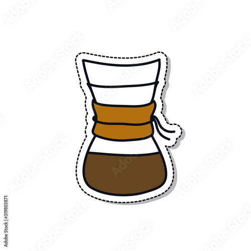 wave pour over coffee maker doodle icon, vector illustration