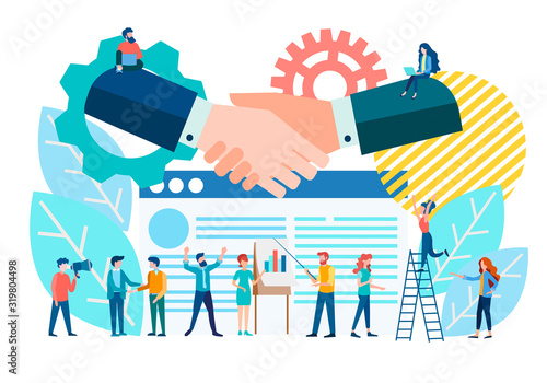 Handshake of executives, conclusion of contracts and management in a  company