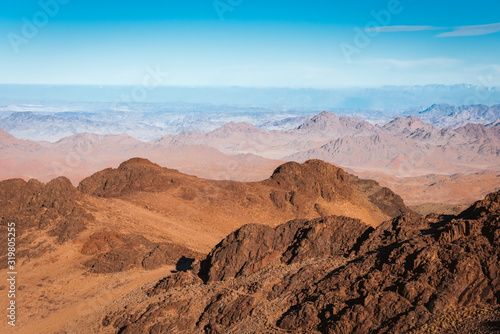 Gold arid desert landscape on Sinai, Egypt